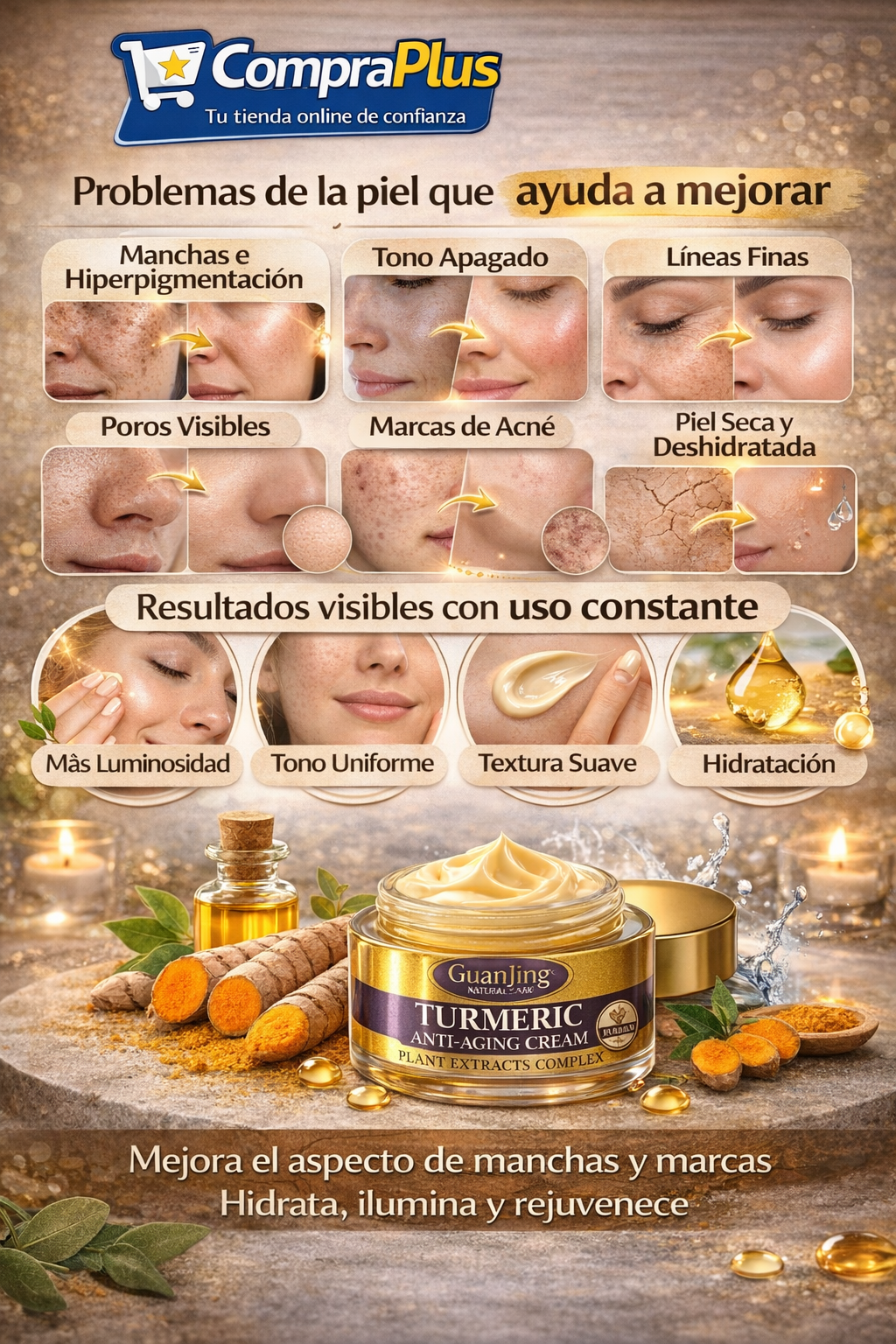 Crema Facial de Cúrcuma 50 ml Anti-Edad
